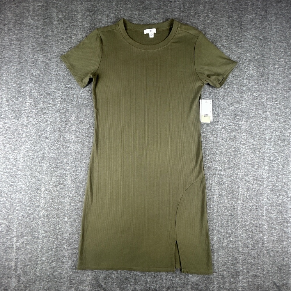 BP Olive Ribbed Knit Dress S